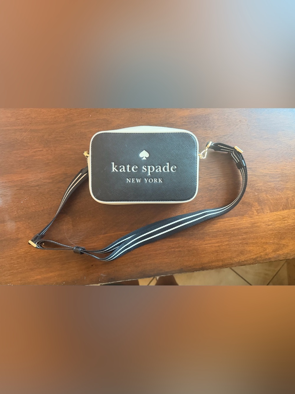 kate spade Black and White Logo Crossbody Camera Bag - Picture 5 of 6